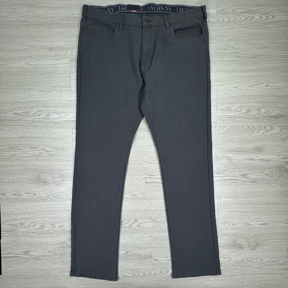 Jachs New York Men's Pants Straight Fit 5-Pocket Gray 40x34 Flex Waistband NWT